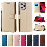 Solid Color PU Leather Phone Case For iPhone (Multi Options Available)